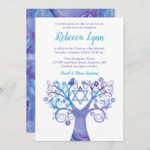 Lila Aquamariner Aquarellbaum Bat Mitzvah