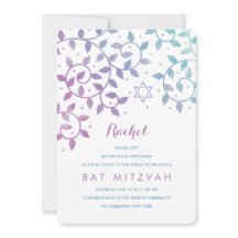 Lila + Aquamariner Baum Bat Mitzvah Einladungen