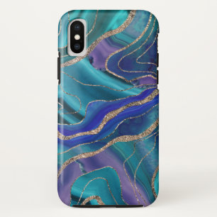 Lila Aquamariner Blauer Galaxienebel Agate Glitzer Case-Mate iPhone Hülle