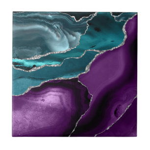 Lila Aquamariner Blue Agate Silver Glitzer Fliese