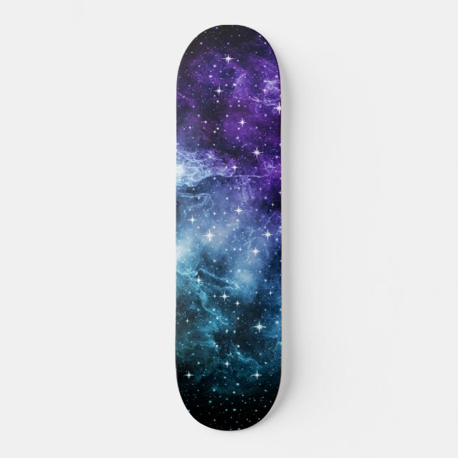 Lila Aquamariner Galaxienebel Traum Nr. 1 Skateboard (Vorderseite)