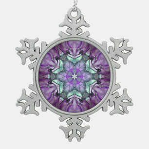 Lila Aquamariner schwarzer Blumenstar Snowflake Schneeflocken Zinn-Ornament