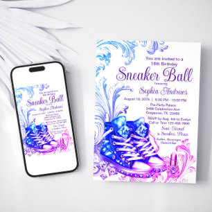 Lila Aquamariner Sneaker Ball Geburtstagsparty Ein Einladung