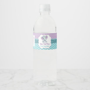 Lila Aquamarines Elephant-Wasser-Flaschenetikett Wasserflaschenetikett