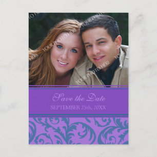 Lila Aquamarines Foto Save the Date Hochzeitskarte Ankündigungspostkarte