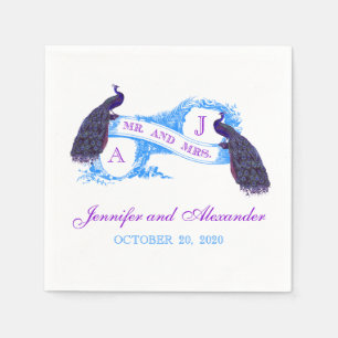 Lila Aquamarines Pfauenhochzettel Napkins Serviette