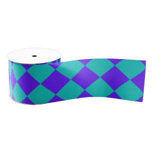 Lila Aquamarines Schachbrett Diamantmuster Ripsband