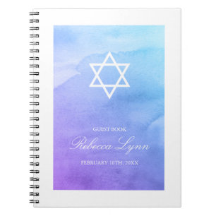 Lila aquamarines Watercolor-Schläger Mitzvah Notizblock