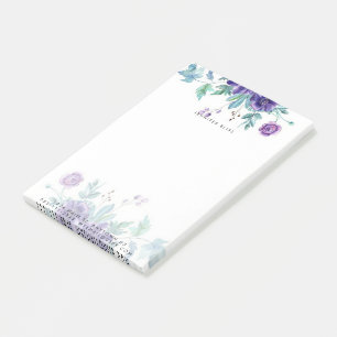 Lila Aquarell-Anemone personalisierte Korresponden Post-it Klebezettel