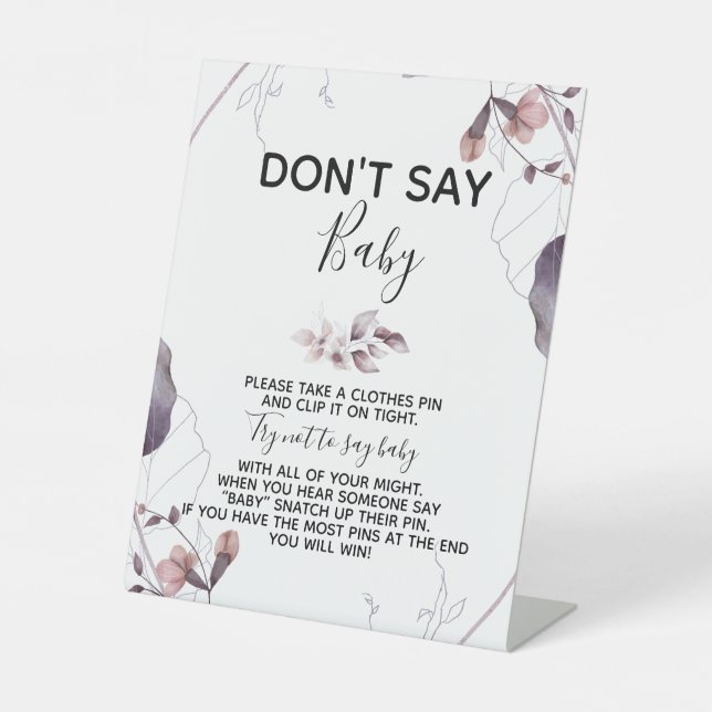 Lila Aquarell Blume Kinderdusche Sockelschild (Vorderseite)