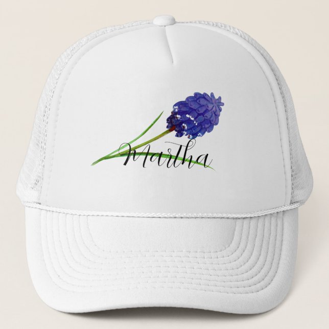 Lila Aquarell-Blume mit dem Namen Trucker Hat Truckerkappe (Vorderseite)