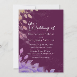 Lila Aquarell Blumen Hochzeitseinladung Einladung