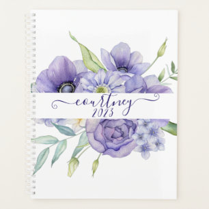 Lila Aquarell-Blumen personalisiert, benutzerdefin Planer