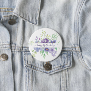 Lila Aquarell-Blumen personalisiert  Button