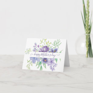 Lila Aquarell-Blumen personalisiert Karte