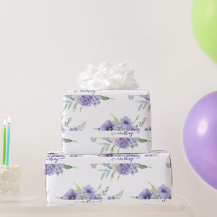 Lila Aquarell-Blumen personalisierte Verpackung p Geschenkpapier
