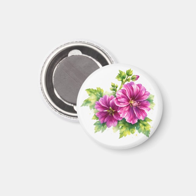 Lila Aquarell-Blumenillustration  Magnet (Vorderseite/Rückseite)