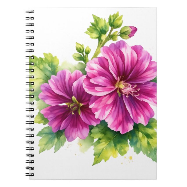 Lila Aquarell-Blumenillustration  Notizblock (Vorderseite)