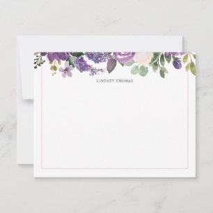 Lila-Aquarell-Blumenpersonalstationery Mitteilungskarte