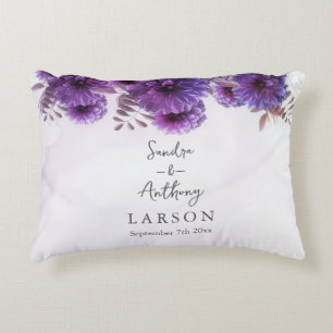 Lila Aquarell-Chrysanthemen-Hochzeit Dekokissen