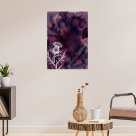 Lila Aquarell-Distel-Kunstposter Poster