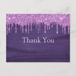Lila Aquarell Glitzer Typografie Vielen Dank Postkarte