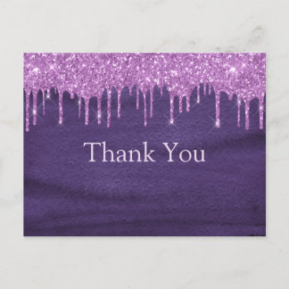 Lila Aquarell Glitzer Typografie Vielen Dank Postkarte