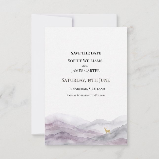 Lila-Aquarell-Hochzeit Save The Date (Vorderseite)