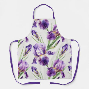 Lila Aquarell-Iris-Blumen-Botanik  Schürze