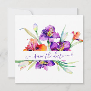 Lila Aquarell-Iris personalisiert Save The Date