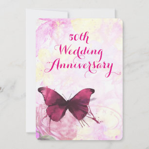 Lila Aquarell-Schmetterling Hochzeit Jubiläum Einladung
