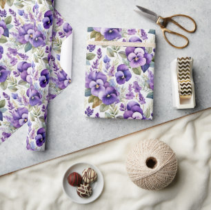 Lila Aquarell-Veilchen Florale Eleganz Geschenkpapier