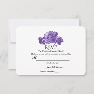 Lila-Aquarell-Vintage-Rose-elegante Floral-RSVP RSVP Karte