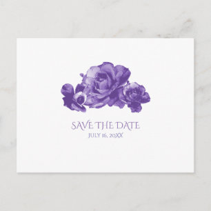 Lila Aquarell Vintage Rosen Save The Date Ankündigungspostkarte