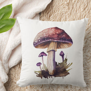 Lila-Aquarell-Waldpilz-Cute-Rustikal Kissen