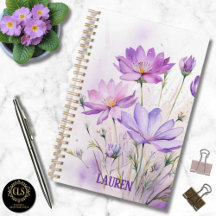 Lila Aquarell-Wildblumen Minimalist Name