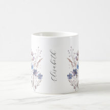 Lila Aquarell Wildblumen Tasse mit Namen