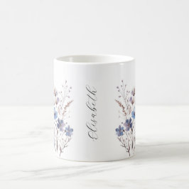 Lila Aquarell Wildblumen Tasse mit Namen