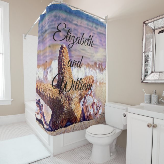 Lila Aquarellbilder Duschvorhang (Beispiel)