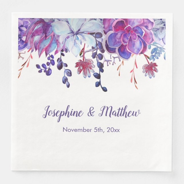 Lila Aquarellbilder Hochzeiten von Napkins Serviette (Vorderseite)