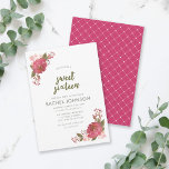 Lila Aquarellblume 16 . Geburtstag Geburtstag Einladung<br><div class="desc">Diese Watercolor Floral Sweet 16 Geburtstagsparty Einladung enthält lila und pfirsichfarbene Blume, grüne Blätter, die Worte "16 . Geburtstag" in trendigem grünem Pinselskript und Karte hat ein lila Muster Hinterseite. Es ist eine ideale Einladung für ein Party im Frühling oder im Sommer. Karo passende Artikel wie Aufkleber und Porto-Briefmarke hier...</div>