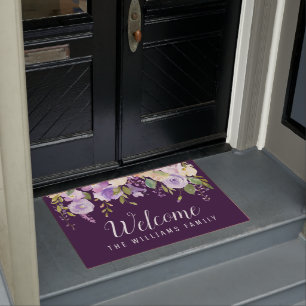 lila Aquarellblume Fußmatte