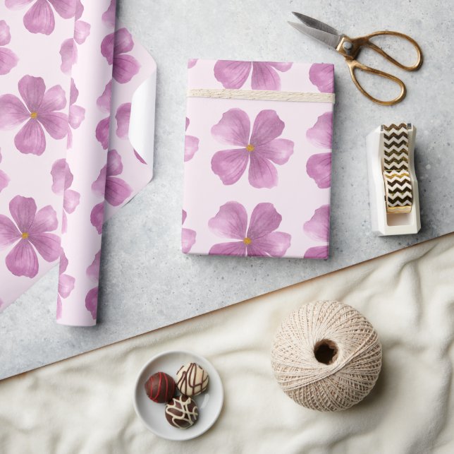 Lila Aquarellblume Geschenkpapier (Kunsthandwerk)