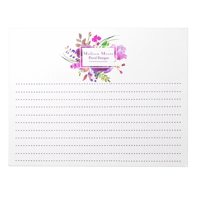 Lila Aquarellblume Notizblock (Vorderseite)