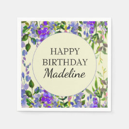 Lila Aquarellblume Serviette