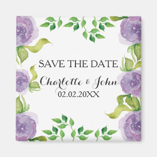 Lila Aquarellblumen Save the Date Magnet