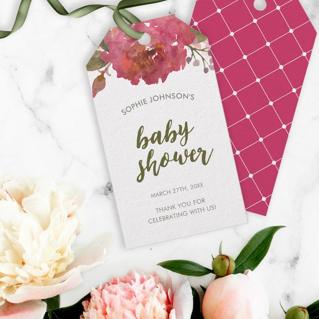 Lila Aquarellblütendusche Kinderdusche Gefallen Ta Geschenkanhänger (Von Creator hochgeladen)