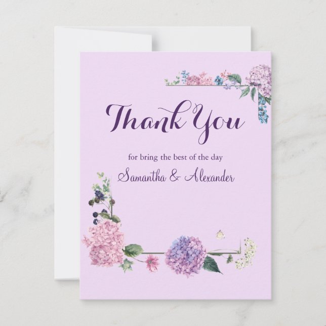 Lila Aquarellblütenlavene Danke Karte (Vorderseite)