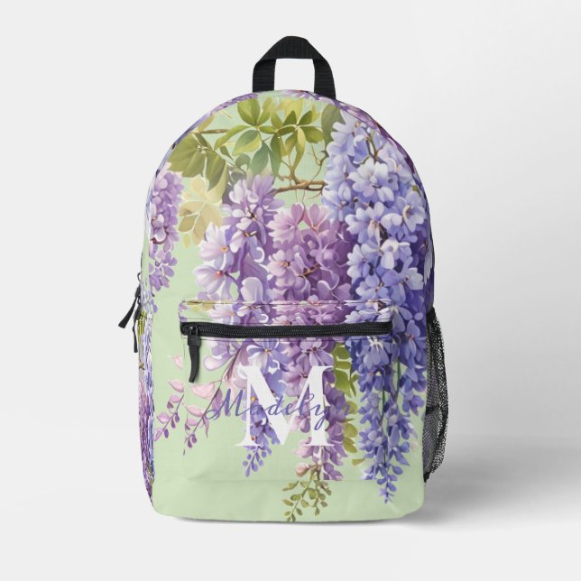 Lila Aquarellblütenwisteria lilac botanisch Bedruckter Rucksack (Vorderseite)