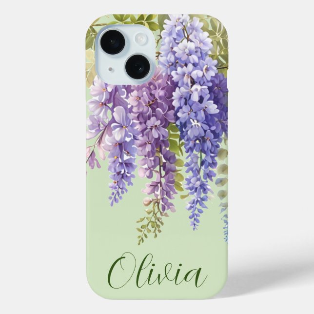 Lila Aquarellblütenwisteria lilac botanisch Case-Mate iPhone Hülle (Rückseite)